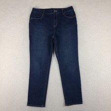 Chico's Jeans Womens 1 Blue Perfect Stretch Girlfriend Slim Leg Ankle Dark Wash
