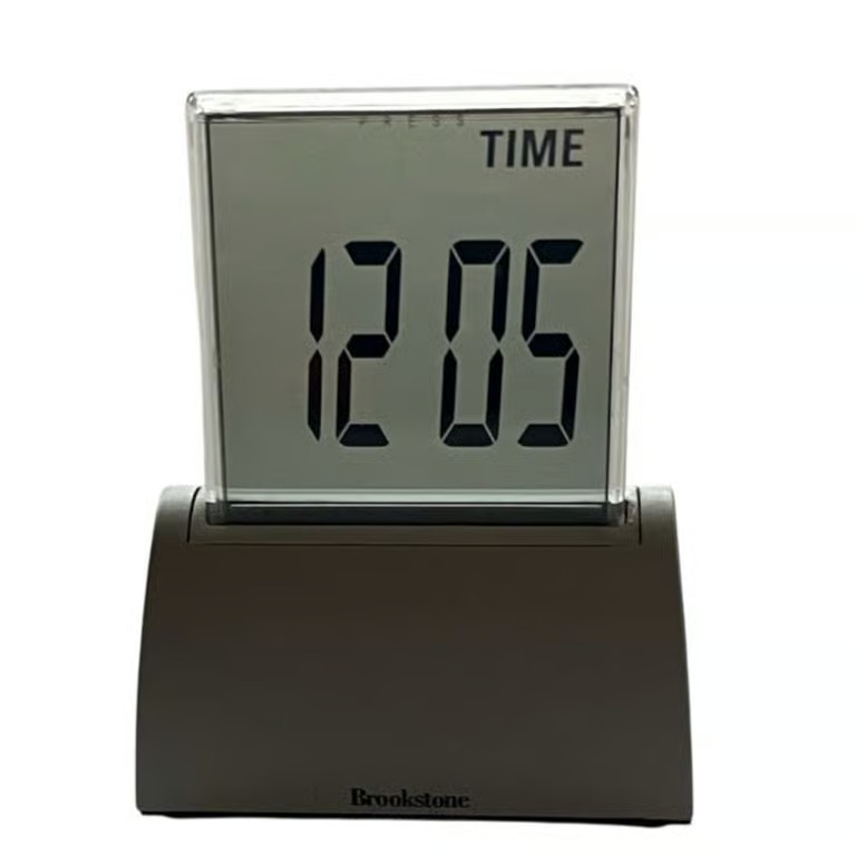 New Brookstone 4 in 1 Touchscreen Alarm Clock 467175 Diecast Metal Timer Temp