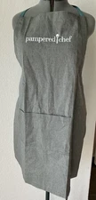 Pampered Chef Apron Gray Logo Adult One Size Fits All 100% Cotton Pockets