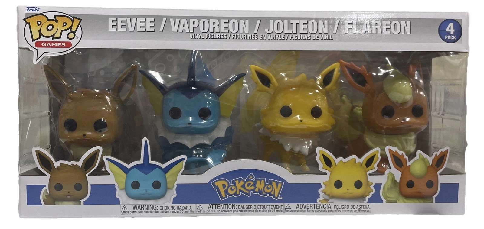 Funko Pop Pokémon Eevee/Vaporeon/Jolteon/Flareon Costco Paquete Exclusivo De 4 Nuevo