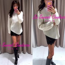 ZARA WOMAN NWT FW25/26 ECRU ASYMMETRIC HEM KNIT JUMPER ALL SIZES 3920/014/712