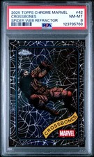 2025 TOPPS CHROME MARVEL SPIDER WEB REFRACTOR #42 CROSSBONES 357/399 PSA 8