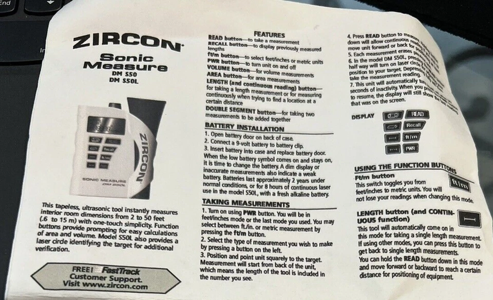 ZIRCON Sonic Measure DMS550 DM5OL - Image 4 of 4