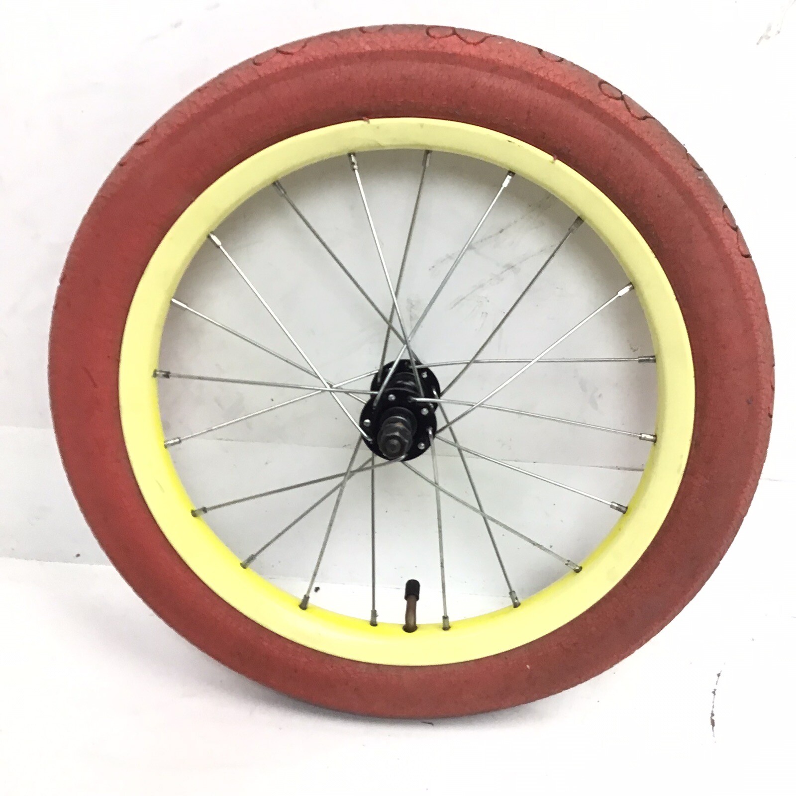 16" Bicycle Wheel Set Yellow Front Rear With 2.125" Red Tires Bike #10A