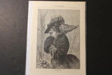 Vintage antique art print on mag paper, 1884 1800s, A Frosty Morning etching