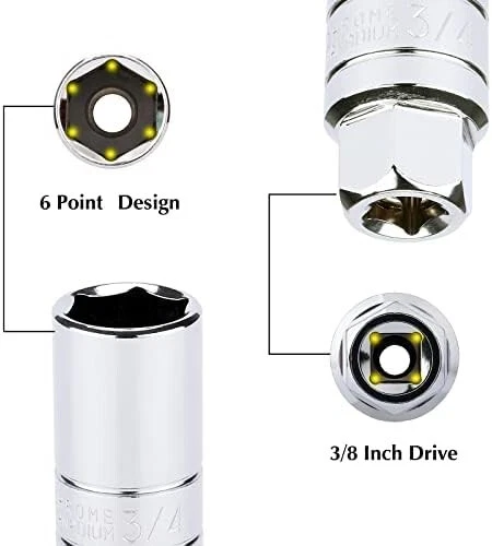 5Pcs 3/8" Drive Spark Plug Socket Set, Cr-v, Sae And Metric, 3/8" Drive - Image 3 of 4