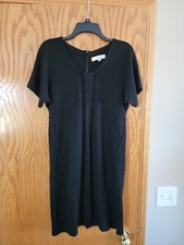 LOFT Black Short Sleeve Sweater Dress with Zipper