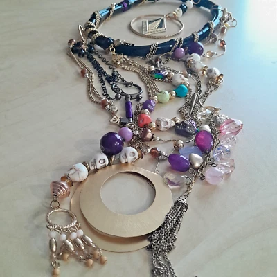 Skull Hanging Decor - OOAK Handmade from Upcycled Jewelry - Image 1 of 4