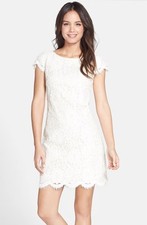 Eliza J Lace Cap Sleeve Shift Dress ( Size 4P )
