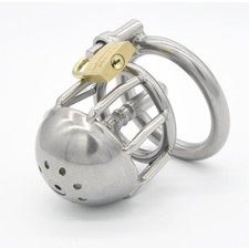 Stainless Steel Male Chastity Device Metal Cage for Men Short Locking Belt CC025
