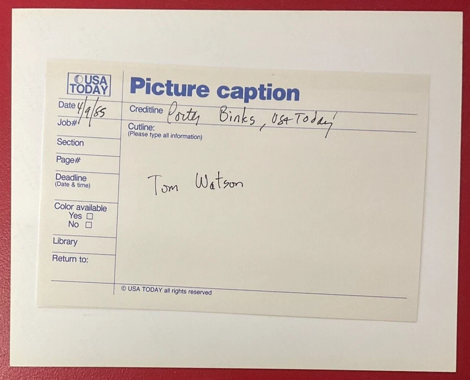 Golfista profesional Tom Watson 1985 con Club Tipo 1 8x10 foto original para EE. UU. Hoy Foto 2 de 2