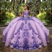 Purple Princess Quinceanera Dresses Sparkly Lace Applique Ball Gowns Sweet 15 16