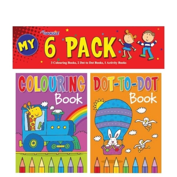 Squiggle P2199 A6 Mini Colouring & Activity Travel Sized Book Set - Pack of 6 - Image 4