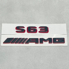 S63 AMG Emblem GLOSS BLACK Red Rear Trunk Badge Nameplate For Mercedes W222