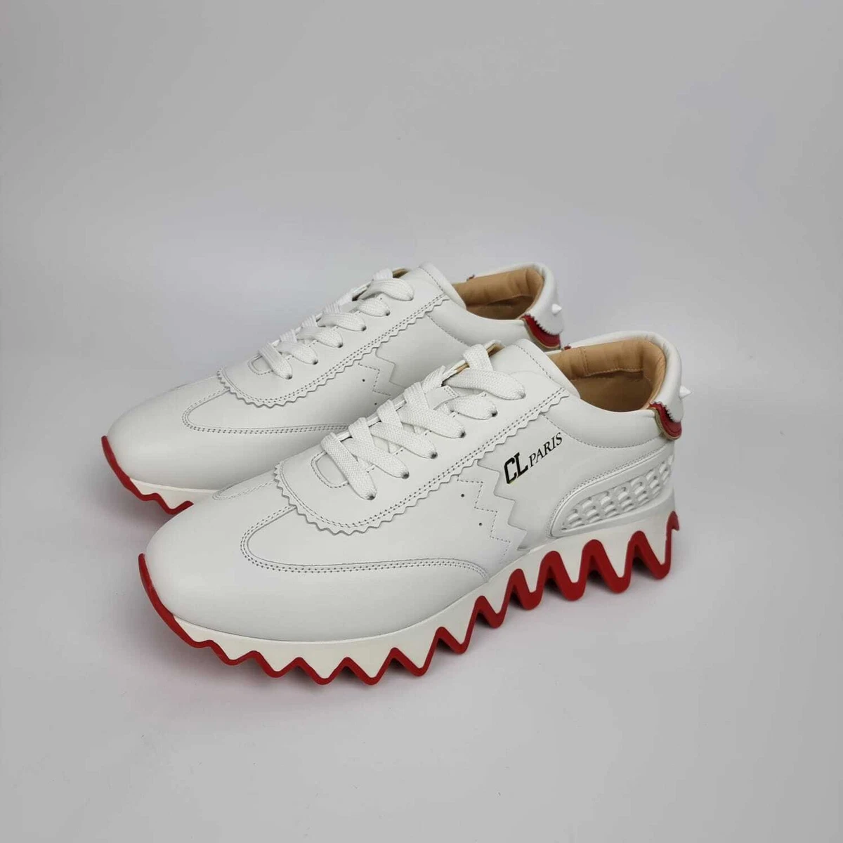 Christian Louboutin Loubishark Leather Sneakers in White