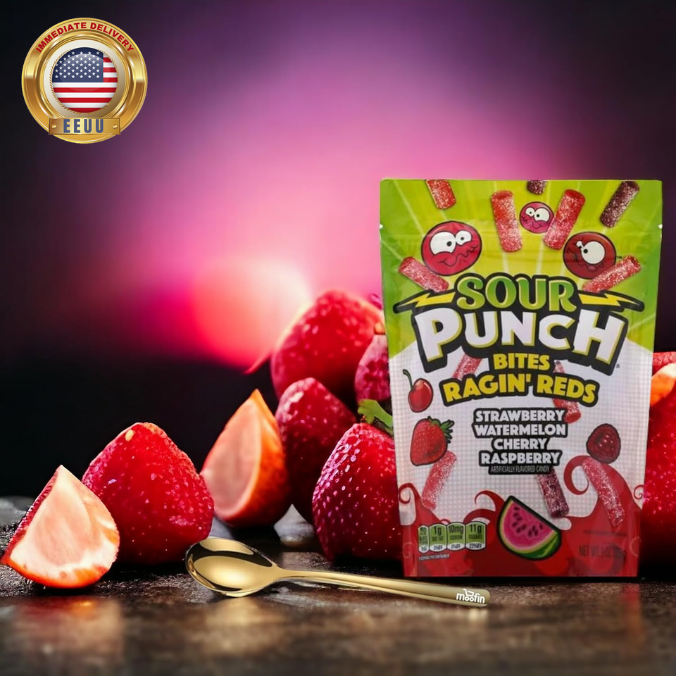 Sour Punch Sour Candy Delight, 9 Oz Bundled with Golden SS Spoon