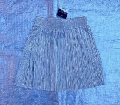 BNWT LADIES TOPSHOP PETITE SILVER PLEATED MINI SKIRT UK RRP £28  UK