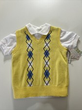 Nursery Rhyme Baby Boys 3 Piece Outfit Shirt Sweater Vest Shorts 18 M