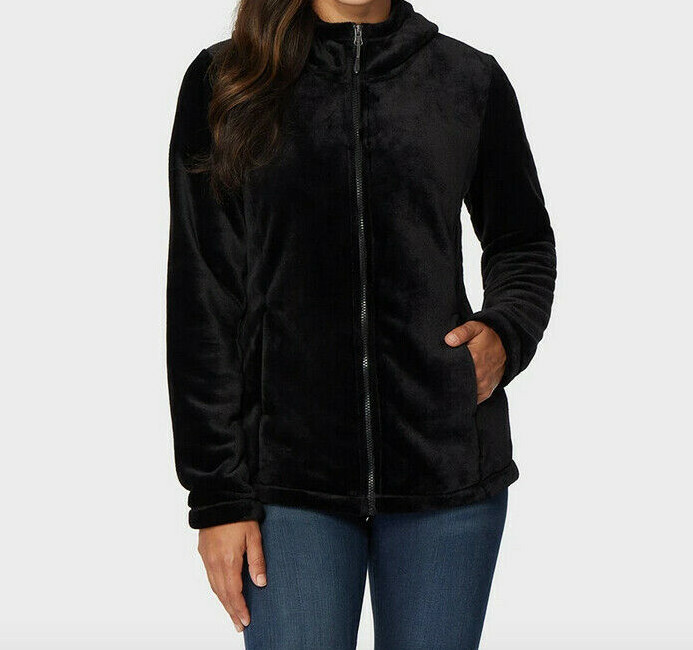32 Degrees Women's Luxe Fur Hooded Plush Faux Fur Full Zip Jacket