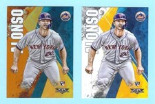 2019 TOPPS FIRE PETE ALONSO ROOKIE ORANGE #290/299 & BASE RC - METS