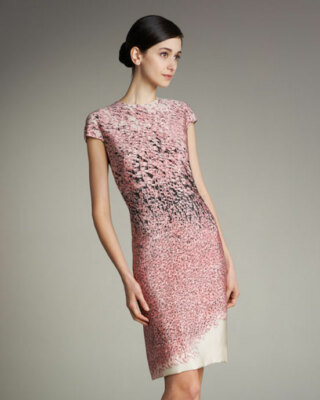 Akris Flamingo-Print Cap-Sleeve Silk Dress SZ 40 = US 8 - NWOT RT $2,990.00 + Tx