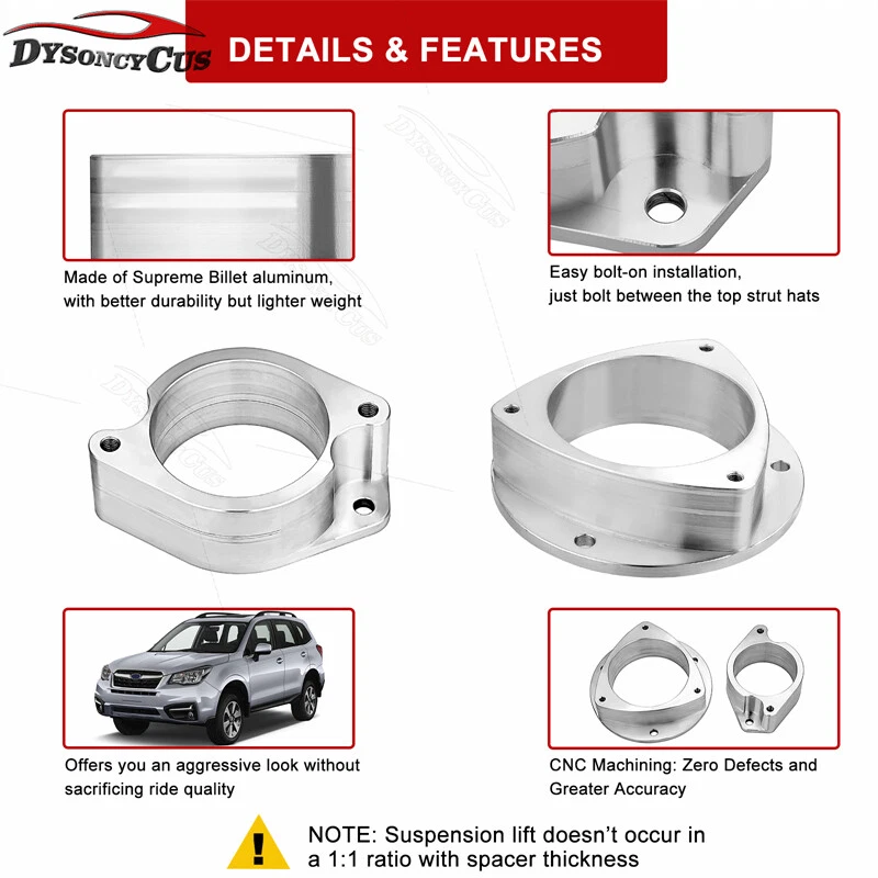 Espaciadores de elevación de aluminio de 3" para Subaru Impreza y WRX 2008-2016 Foto 2 de 4