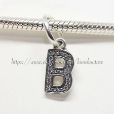 Authentic Sterling Silver Letter B Pendant Charm 791314CZ