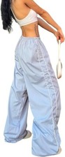 Women Light Blue Track Pant with White Detail for Size M