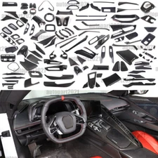 Carbon Fiber ABS Full Interior Center DecorTrim Cover Kit For Corvette C8 20-26