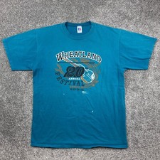 Vintage Wheatland Music Festival Shirt Mens XL Blue Faded USA Made Traditional