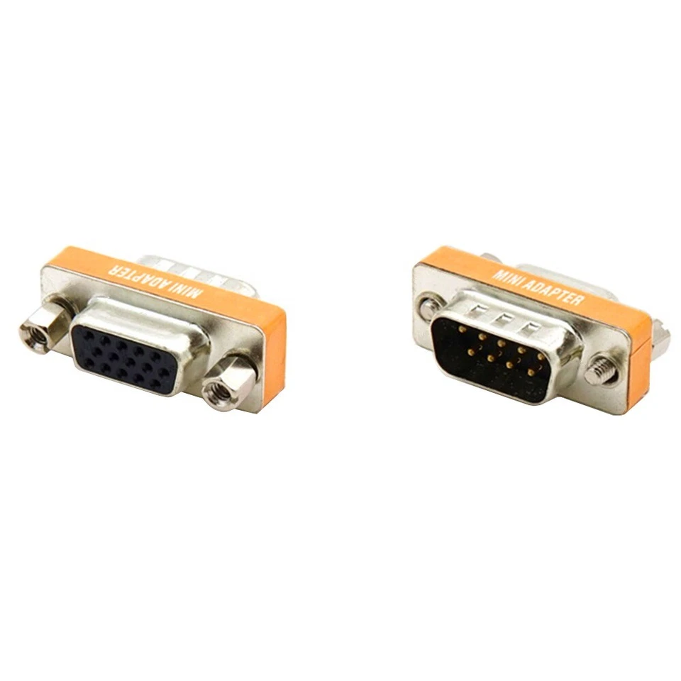 DB9 9 Pin Male to DB15 HD15 15Pin Female Molded VGA Video Adapter Gender Changer - Image 2 of 4