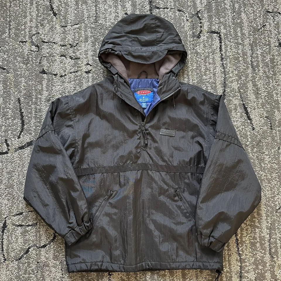 Vintage Old Navy 90’s Black Metallic Windbreaker Jacket Size S Weather Outdoor - Image 2 of 4