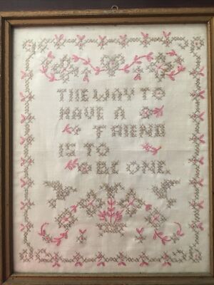 Vintage Crosstitch the way to have a friend is to be one cottage core framed