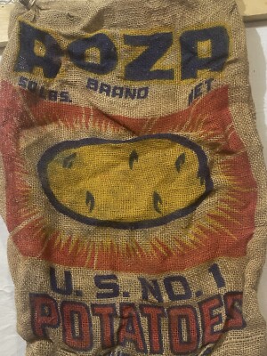 Vtg Roza Brand Potatoes Robert Dempster Warden Wash Empty Burlap Potatoe Sack