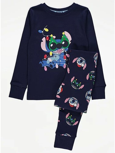 Christmas Family Matching Disney Lilo & Stitch Ohana Navy Blue Pyjamas George - Picture 15 of 19