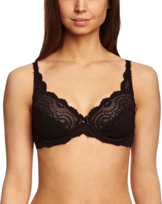 Playtex Flower Elegance Bra Skin Black Stretch Lace Full Cup 5832 - Image 1 of 2