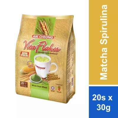 New Aik Cheong Vitaflakes Matcha Spirulina High Fibre Cereals 2 X 600 GM 