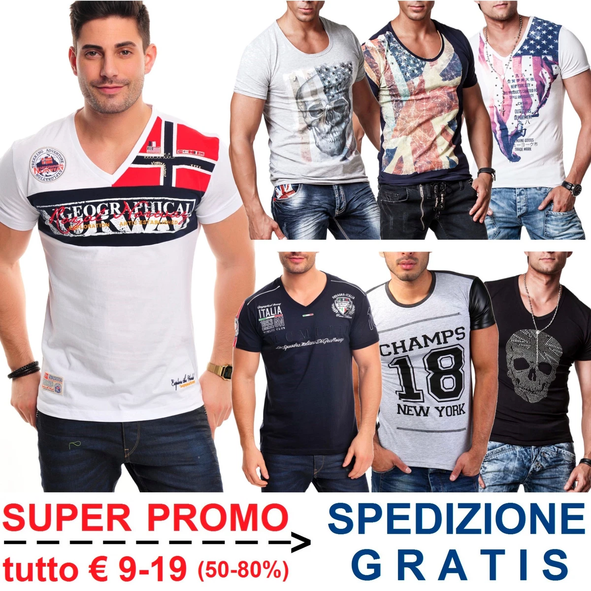 Magliette store scollate uomo