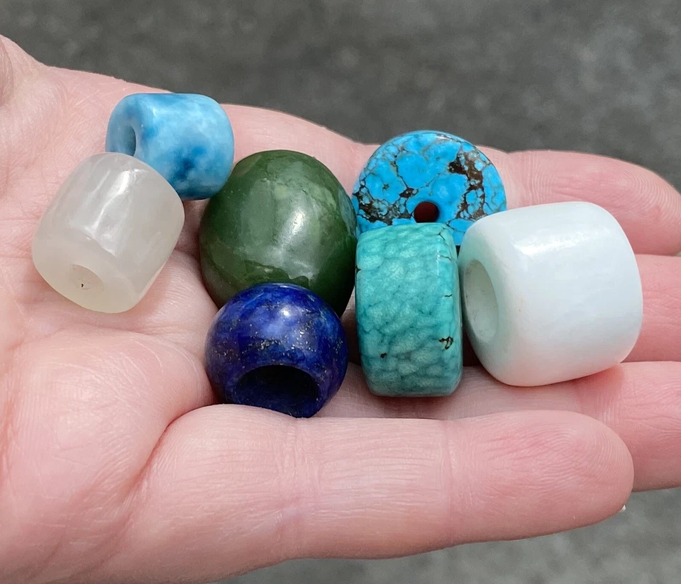 7 cuentas de piedra talladas a mano turquesa nefrita jade larimar lapislázuli etc. Foto 3 de 4