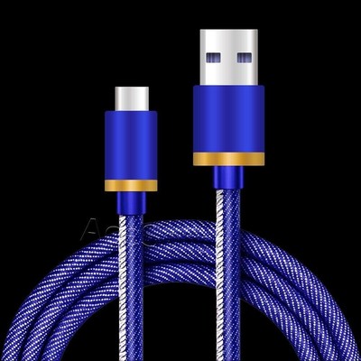Nylon USB Type-C to Micro-B 2.0 Male Charger Cable f Samsung Galaxy S22 SM-S901U