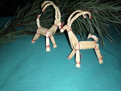 2 x Julbock Stroh - 7x7cm - Jul Bock - Midwinter - Baum - Deko - Weihnachten - 