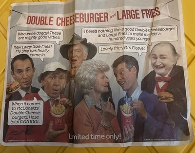 Mcdonald s Tv Paper Placemat Get Smart, Gilligan, Beaver, Munsters, Jed Clampett