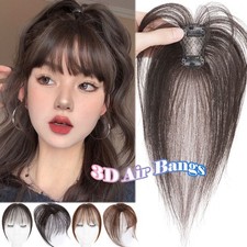 Clip In 100 Remy 3D Air Fringe Bangs Human Hair Extensions Hairpiece Top Topper