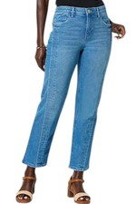 Democracy Women's "Ab" Solution Straight Leg Denim Ankle Jean Mid Blue