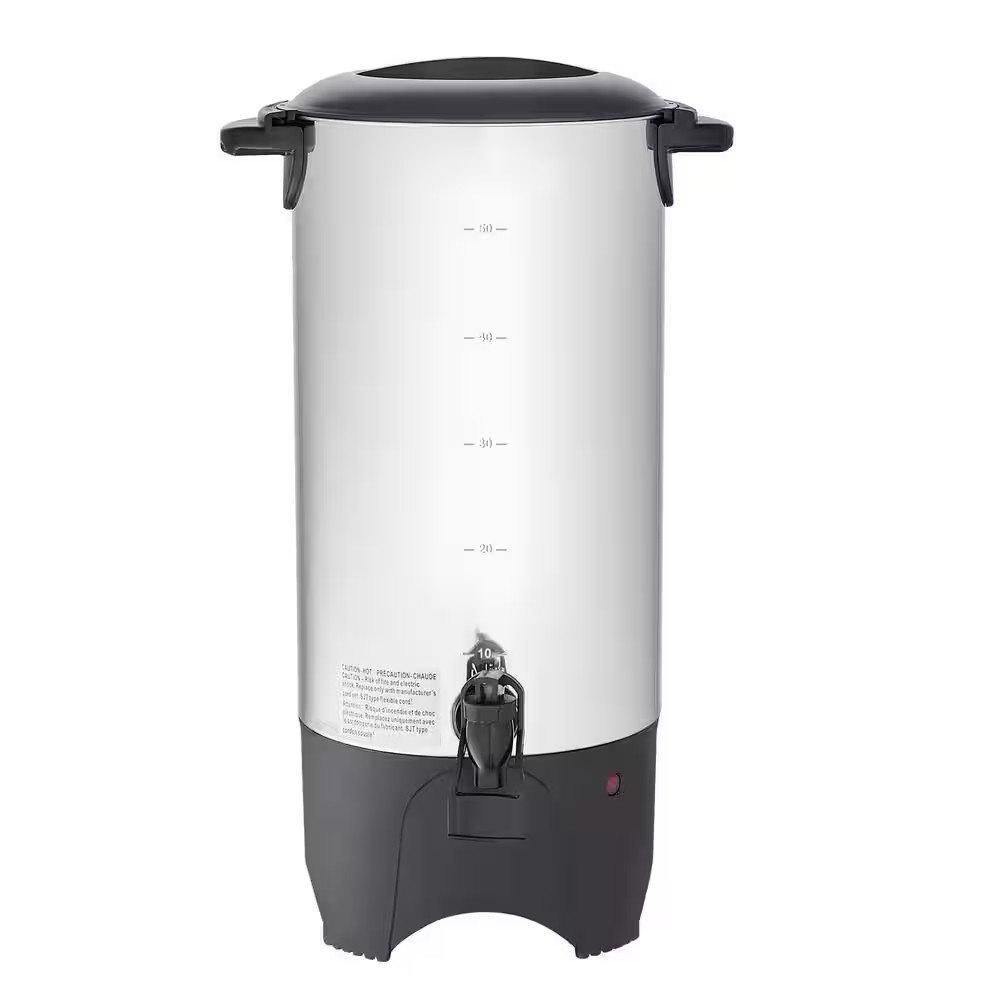 50-Cup Commercial Coffee Urn, Stainless Steel Dispenser 1000-Watt Electric Maker