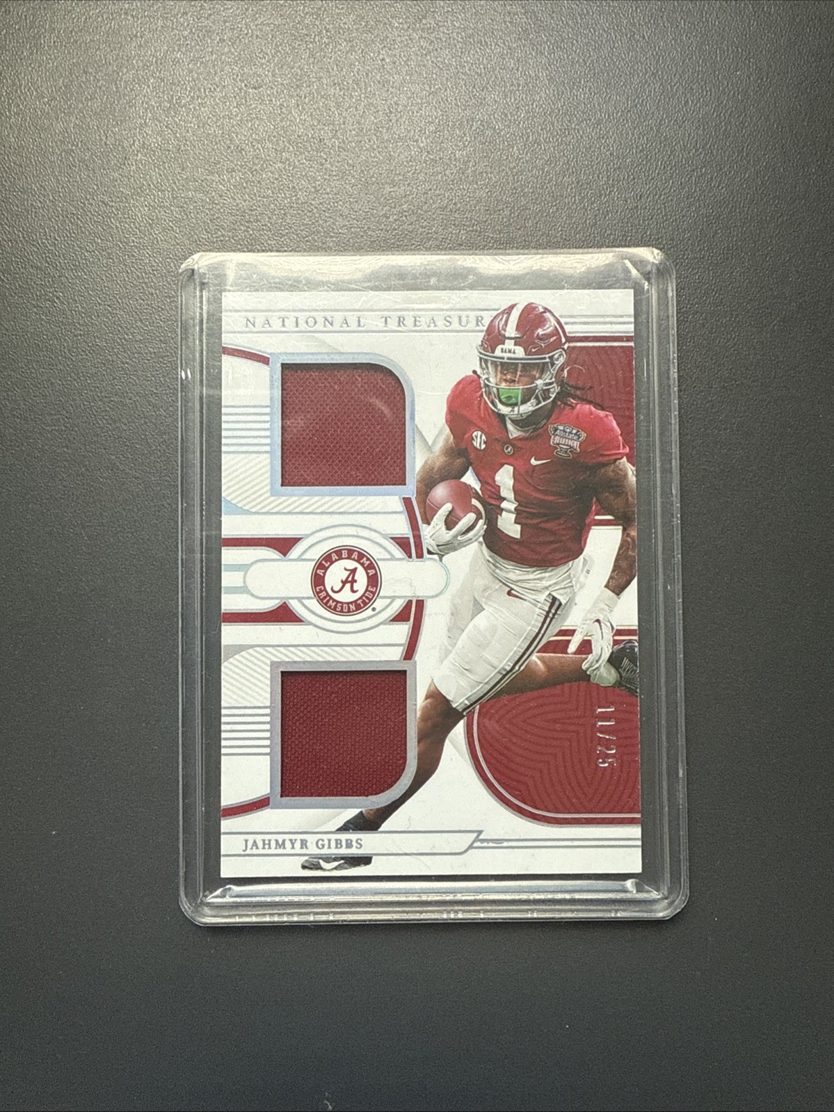 Jahmyr Gibbs Panini National Treasures Collegiate Combo Materials #CMJAB Base