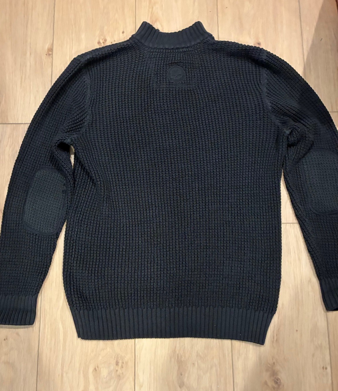 Rare Harley Davidson Heavy Sweater Men's Black Pullover Skull Elbow Patch Large image 7