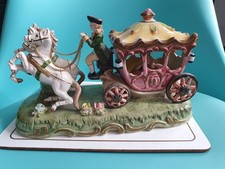 Vintage Capodimonte porcelain Cinderella Handmade Carriage & horses Italy