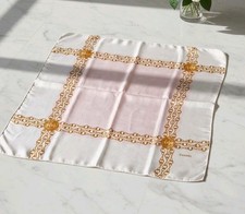 Chanel Vintage Chains Monogram Silk Square Scarf Ivory Cream Pink Gold 34" 86cm
