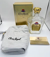 Crown Royal Monarch 75th Anniversary Empty Bottle, Batch ID card, and Bag
